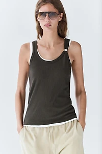 T-shirt double à bretelles détail bijou
