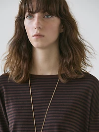 Striped cotton blend knit sweater