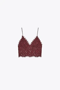 EMBROIDERED CROPPED TOP