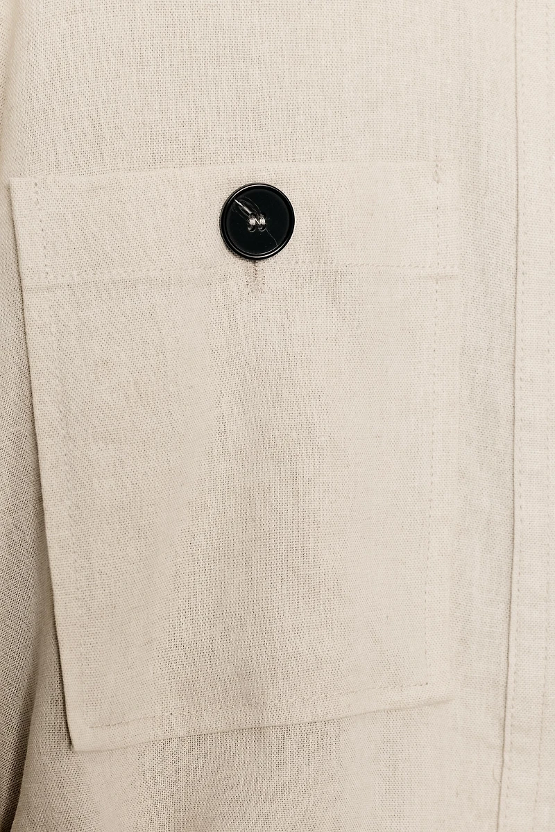 BELTED LINEN SAFARI JACKET