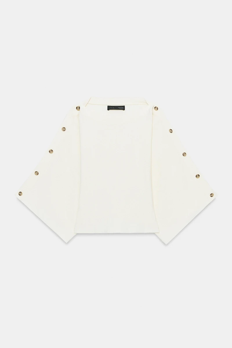 BUTTONED CAPE SLEEVE KNIT JUMPER
