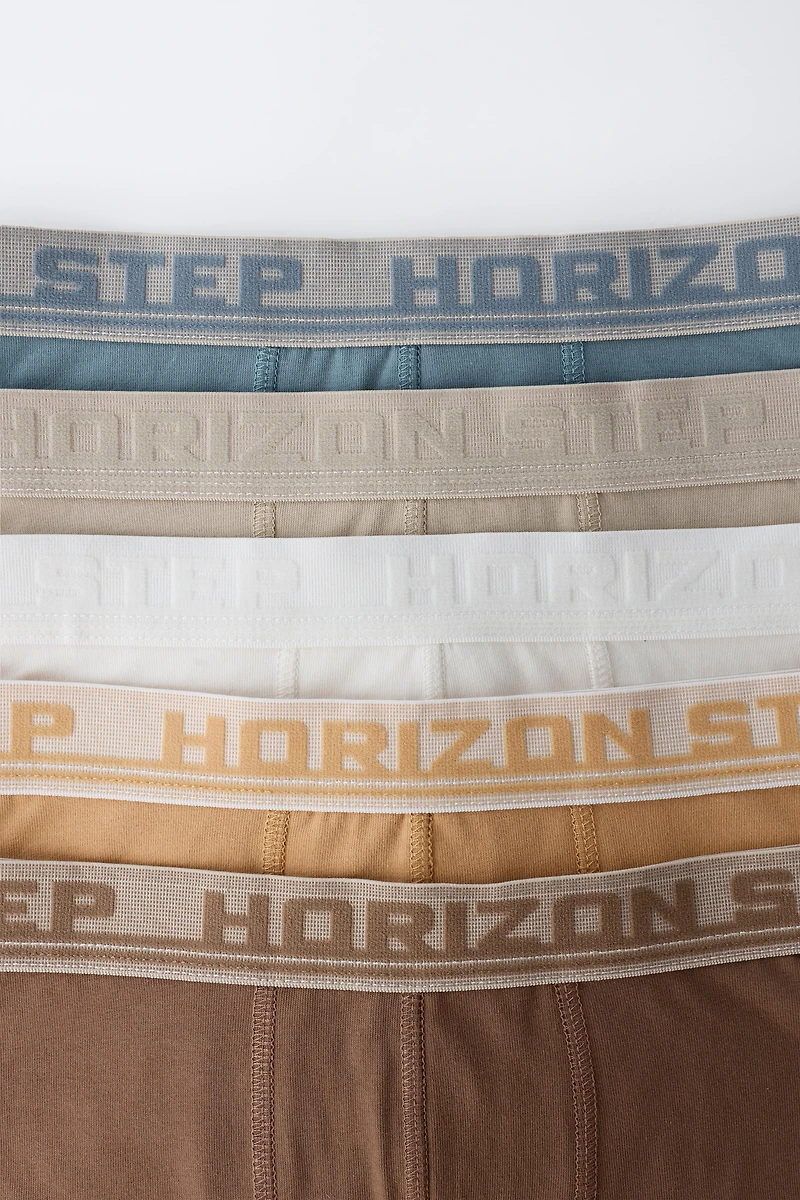 6-14 YEARS/FIVE-PACK OF EMBOSSED TEXT BOXERS