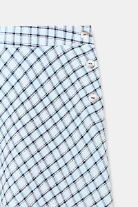 ASYMMETRIC PLAID MIDI SKIRT