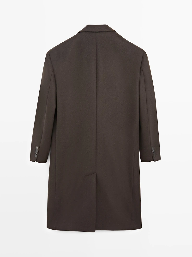 Long double-breasted wool blend coat - LIMITED