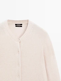Knit 100% cashmere crew neck cardigan