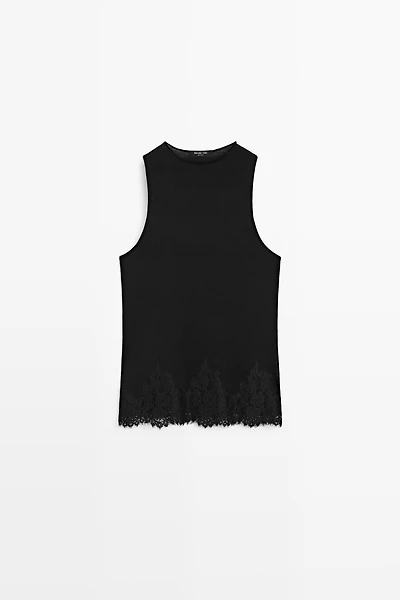 Lace detail halter top