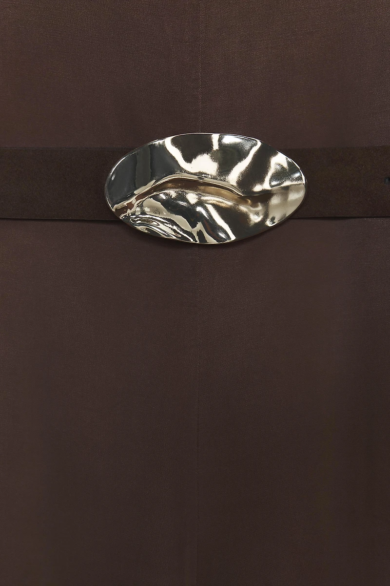 ROBE MI-LONGUE COL BÉNITIER AVEC CEINTURE