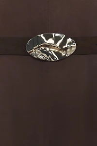 ROBE MI-LONGUE COL BÉNITIER AVEC CEINTURE