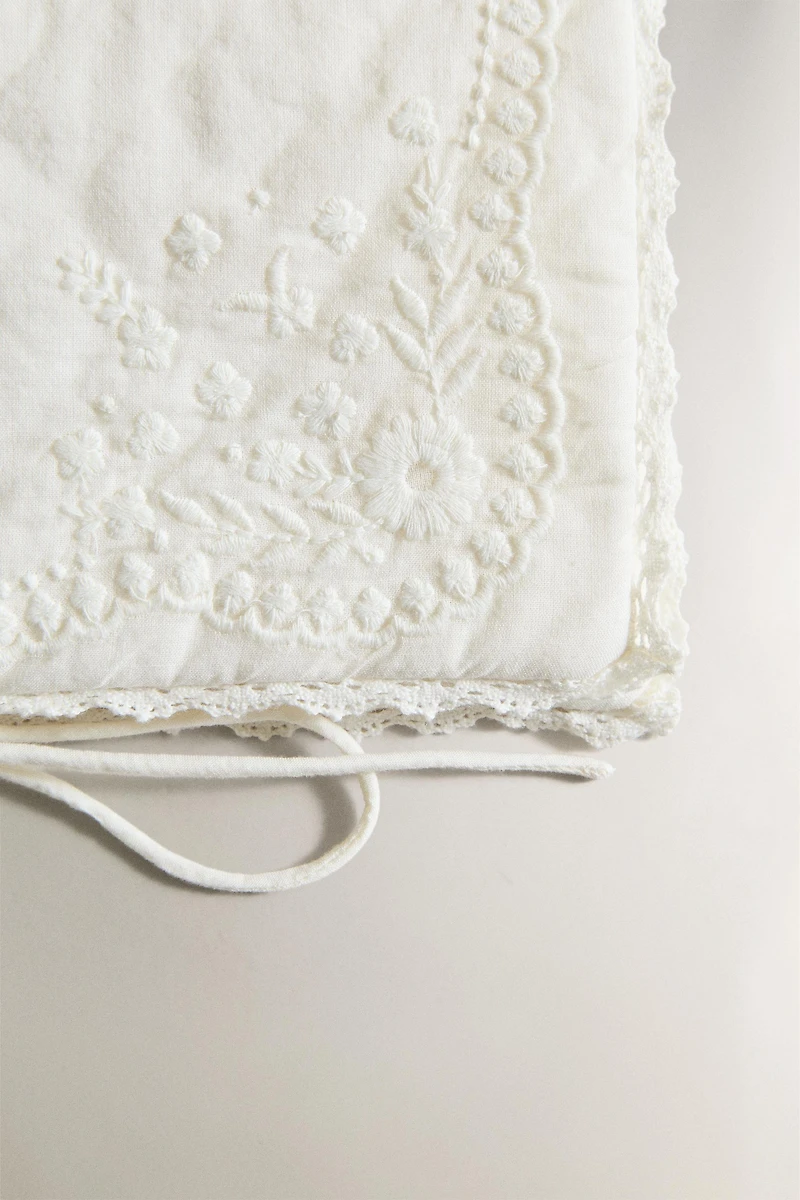 EMBROIDERED COTTON EYE MASK AND BAG SET
