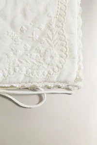 EMBROIDERED COTTON EYE MASK AND BAG SET