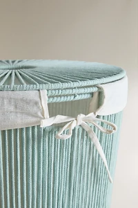 COTTON LINED LAUNDRY BASKET WITH LID