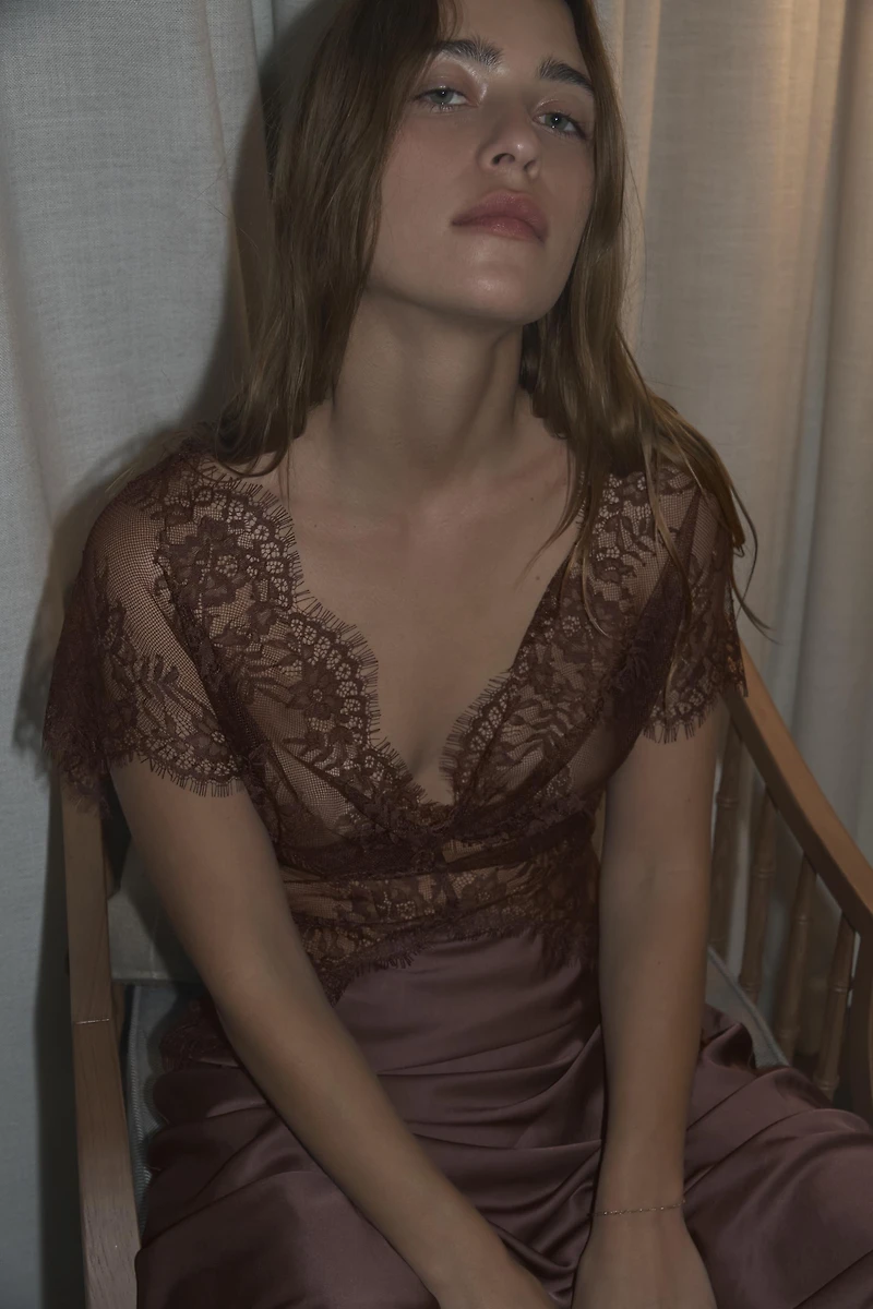 COMBINATION SATIN LACE DRESS