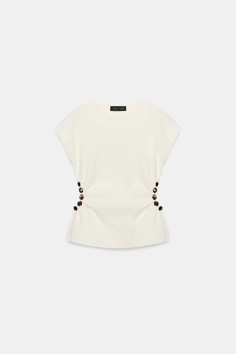 BEADED CUT OUT KNIT TOP