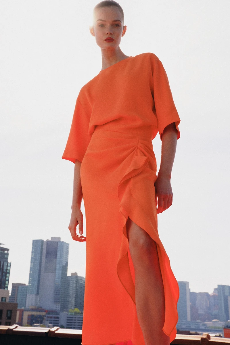 ZW COLLECTION DRAPED MIDI DRESS