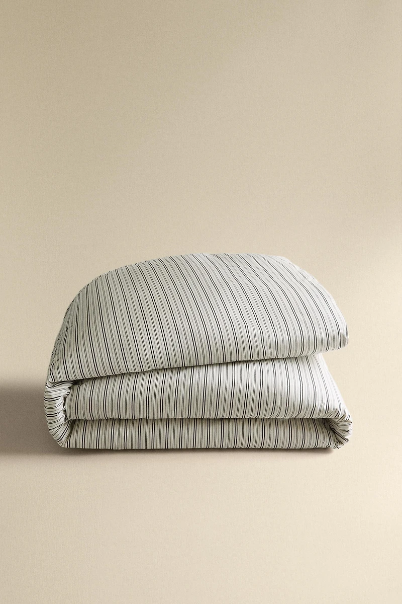STRIPED PERCALE DUVET COVER