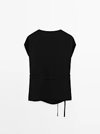 Crepe top with cowl neckline
