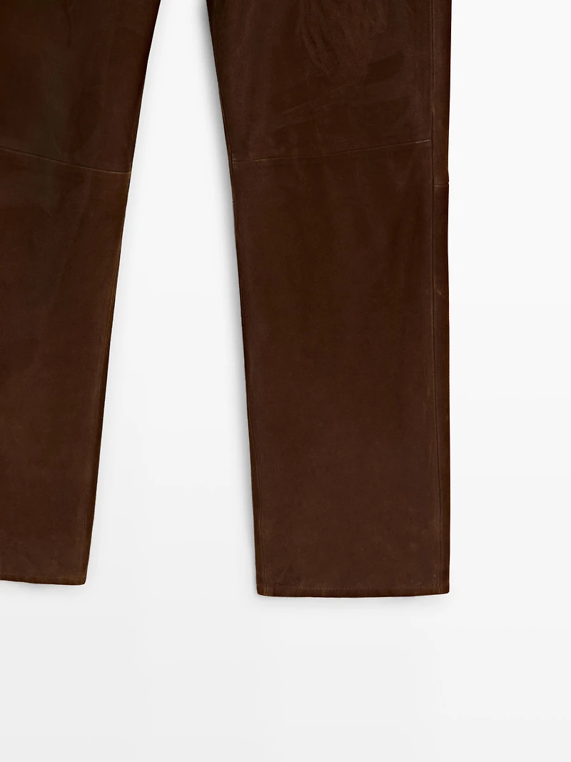 Pantalon cropped cuir daim avec cordons