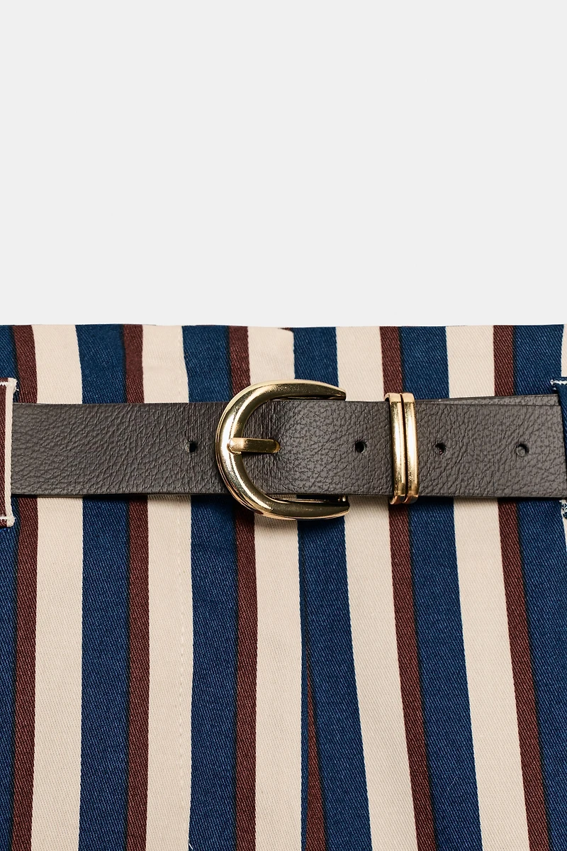 STRIPED BELTED TROUSERS