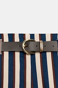 STRIPED BELTED TROUSERS