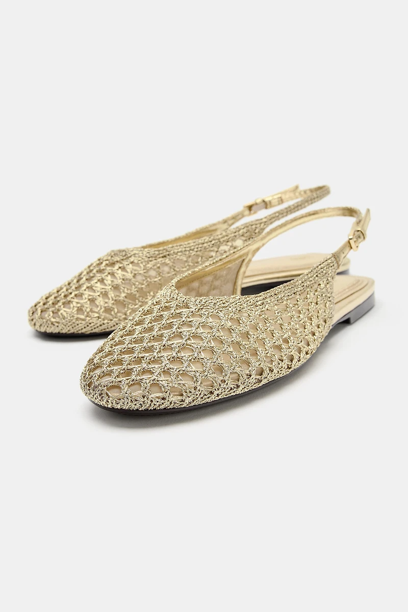 METALLIC BRAIDED EFFECT SLINGBACK FLATS