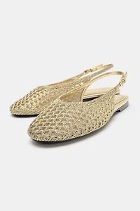 METALLIC BRAIDED EFFECT SLINGBACK FLATS