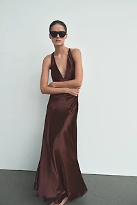 VOLUMINOUS SATIN LONG DRESS