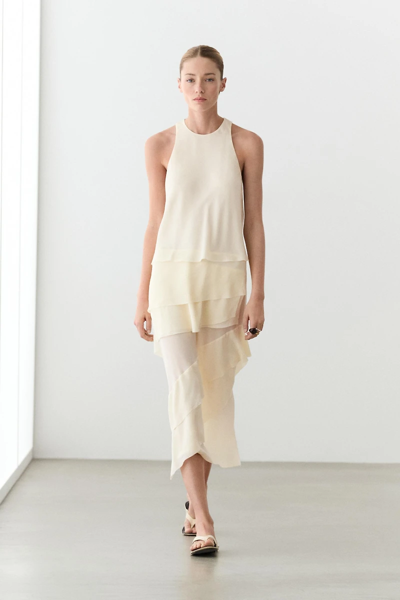 Robe midi fluide à volants