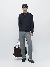 Pull en maille à col polo 100 % laine