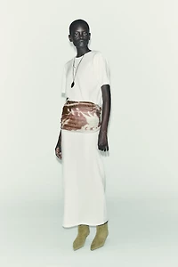 CUT-OUT KNIT MIDI SKIRT