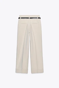PANTALON BAS AVEC REVERS ET CEINTURE
