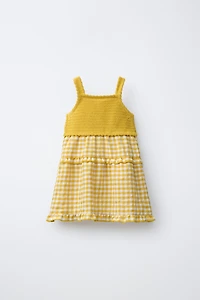 ROBE BIMATIÈRE EN MAILLE CARREAUX VICHY CITRONS CASA LAWA X ZARA KIDS