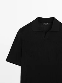 Cutwork V-neck polo shirt