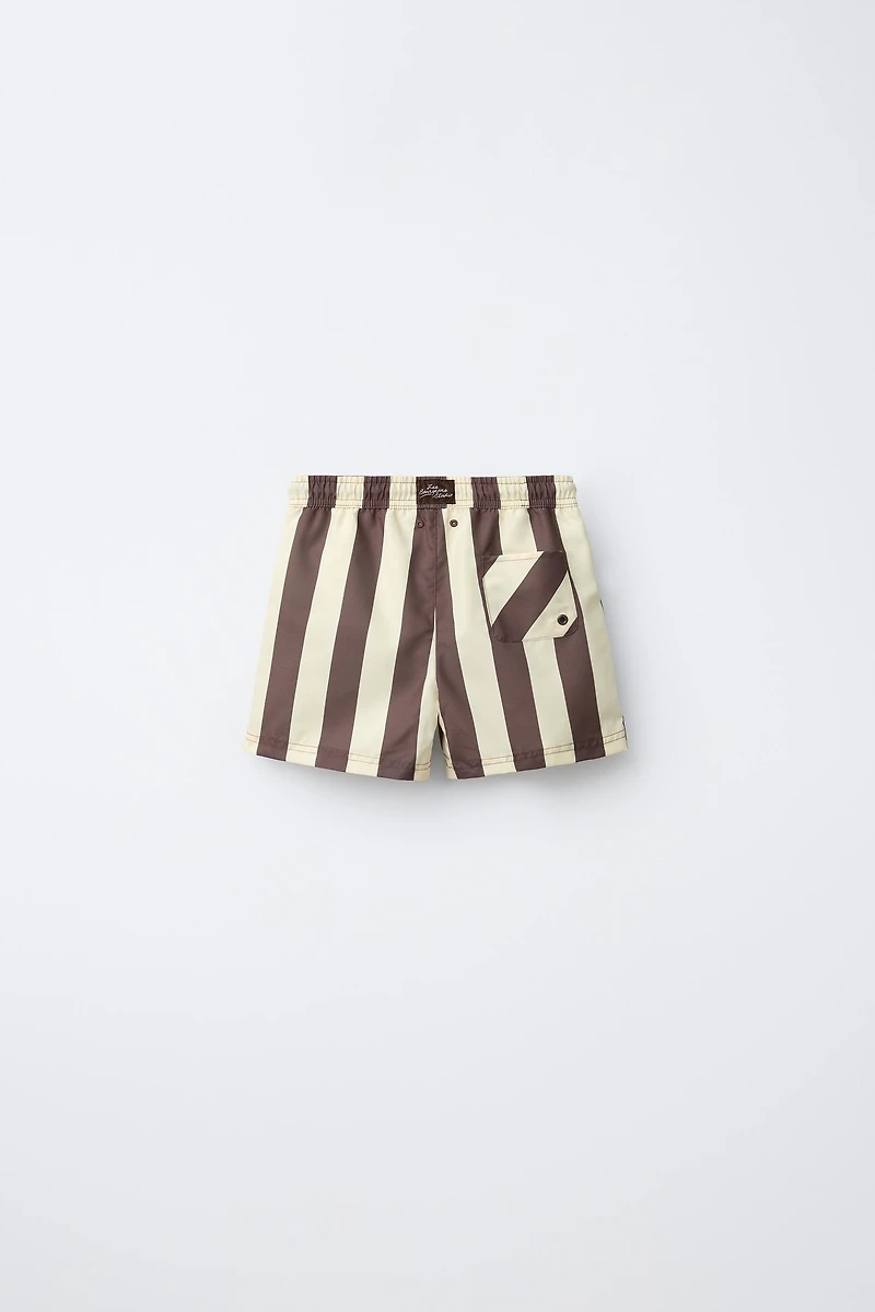 6-14 YEARS/ STRIPED SWIM SHORTS