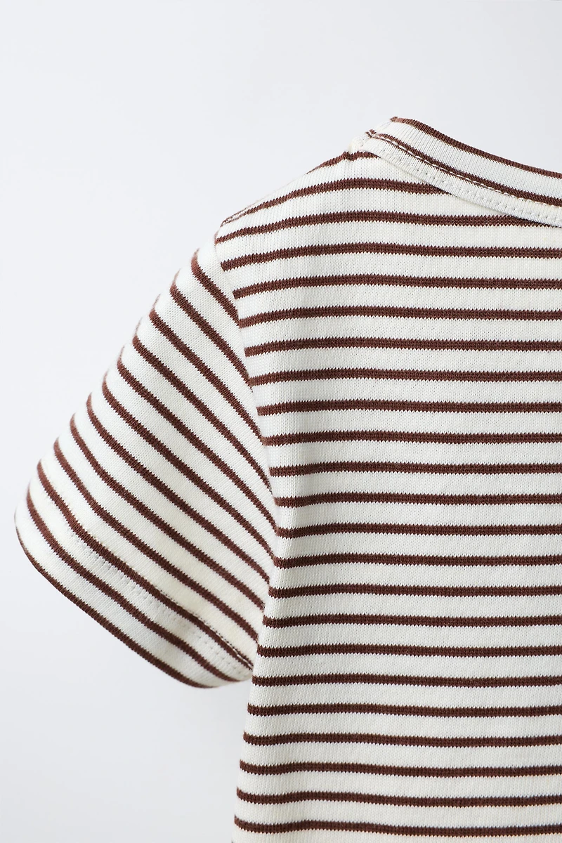 SOFT WOVEN STRIPED T-SHIRT