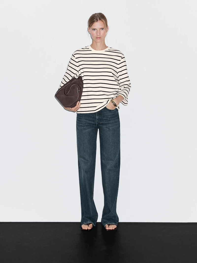 Striped T-shirt with elbow-length sleeves