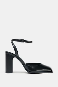 SQUARE TOE SLINGBACK HEELS