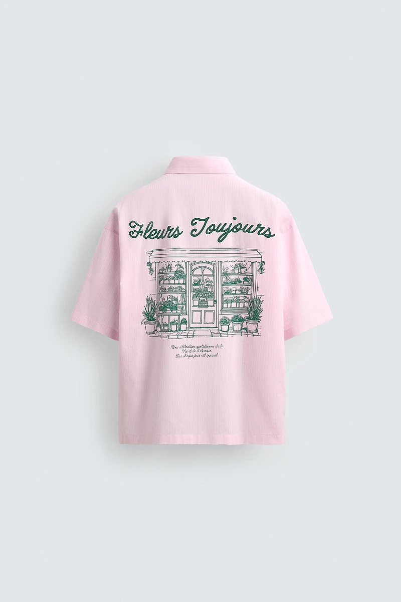 COMBINATION TEXT STRIPED SHIRT