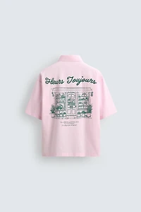 COMBINATION TEXT STRIPED SHIRT