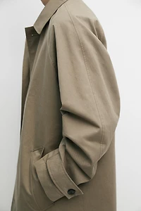 Oversize long 100% cotton trench coat