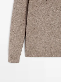 Flecked crew neck knit sweater