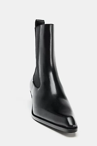 LEATHER KITTEN HEEL ANKLE BOOTS LIMITED EDITION