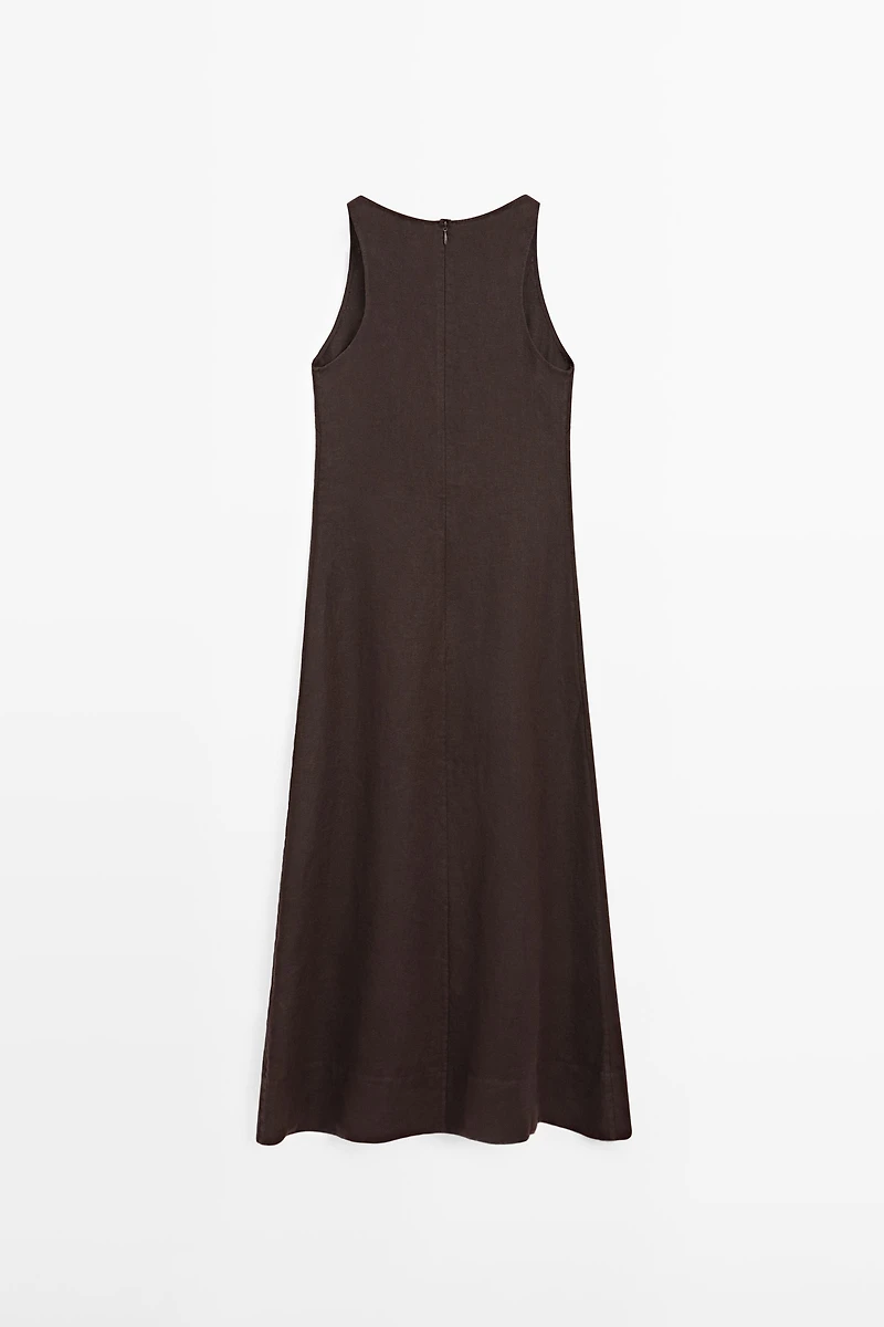 Linen halter midi dress