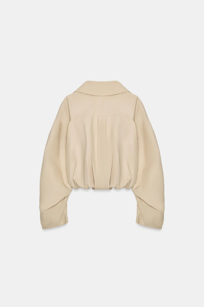 RUFFLED CROPPED TRENCH COAT