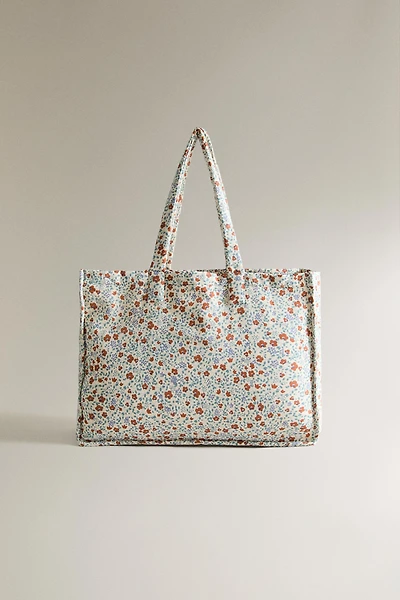 FLORAL COTTON BEACH BAG