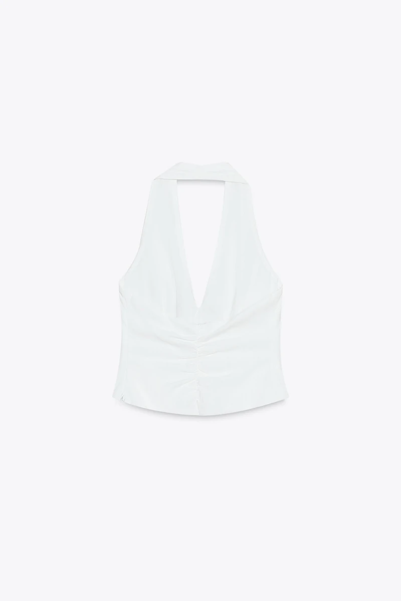 LINEN HALTER VEST TOP