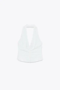 LINEN HALTER VEST TOP