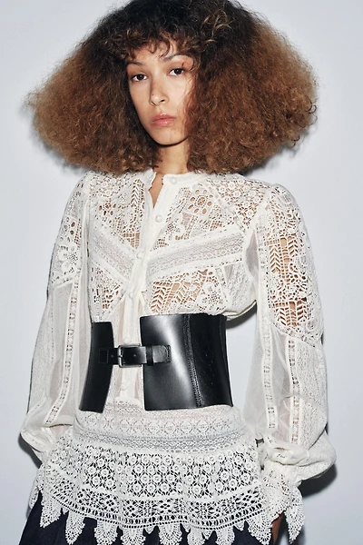 TEXTURED LEATHER CORSET BELT