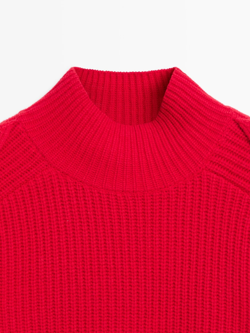 Pull épaule fantaisie en laine mélangée