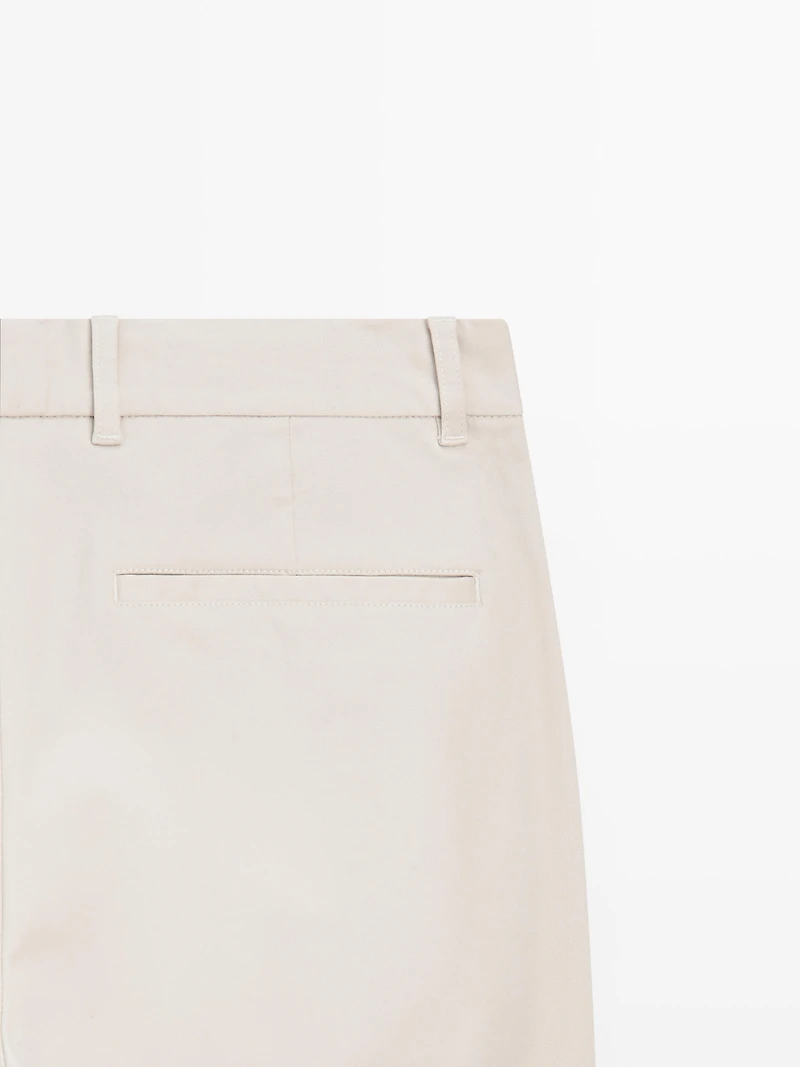Cotton blend tapered fit trousers