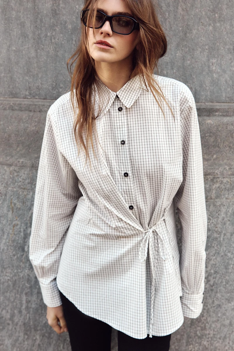 PLAID SHIRT WITH BOW
